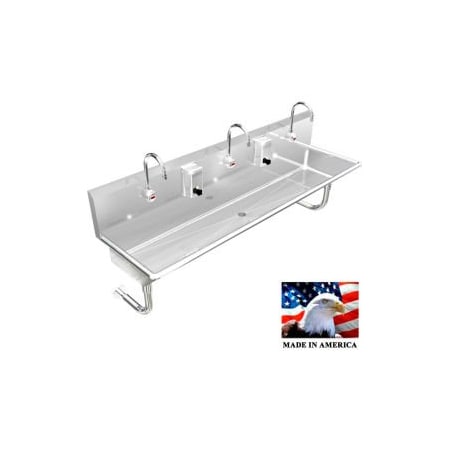 Best Sheet Metal. BSM Inc. Stainless Steel Sink, 3 Station w/Electronic Faucets, Round Legs 60"L X 20"W X 8"D 032E60208R